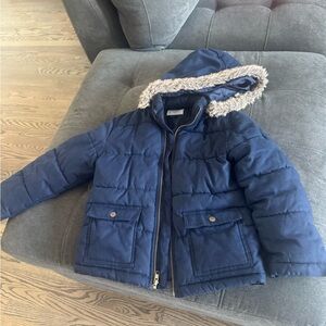 Janie and Jack Navy Puffer Jacket with Hood